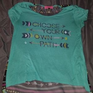 Teal shirt with decorative back